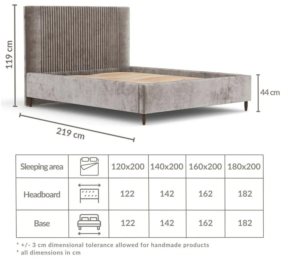 Letto matrimoniale imbottito color mattone con contenitore con rete inclusa 140x200 cm Etero – Maison de Rêve