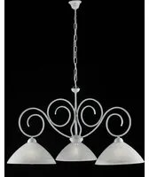 Lampadario Classico 3 Luci Ferro Battuto Bianco Shabby Vetro Bianco Serie Milly