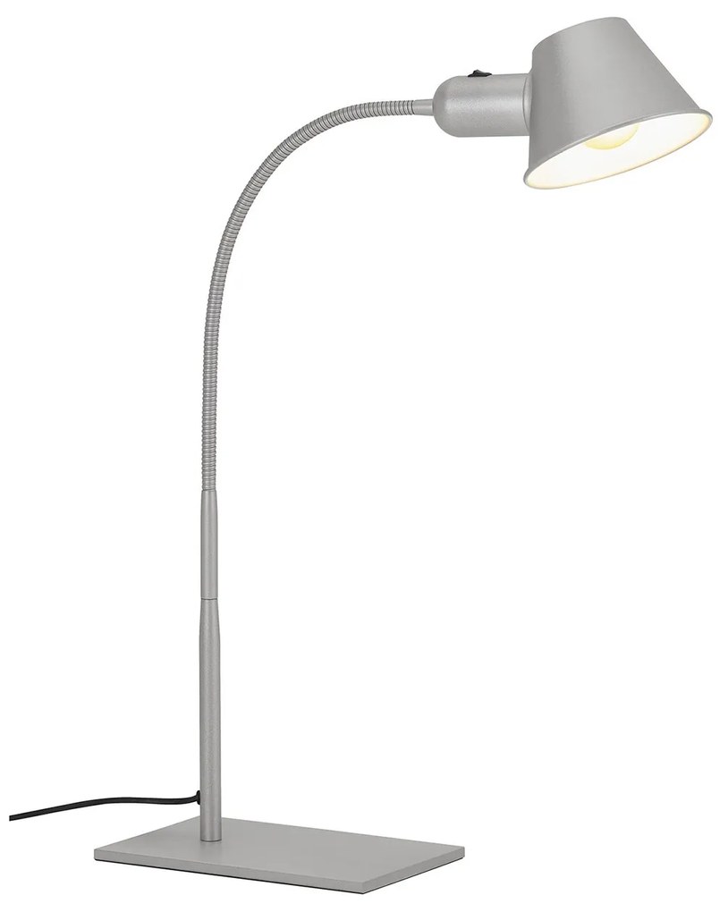 Lampada Da Tavolo Nordico Brello Metallo Cromo Opaco 1 Luce E27