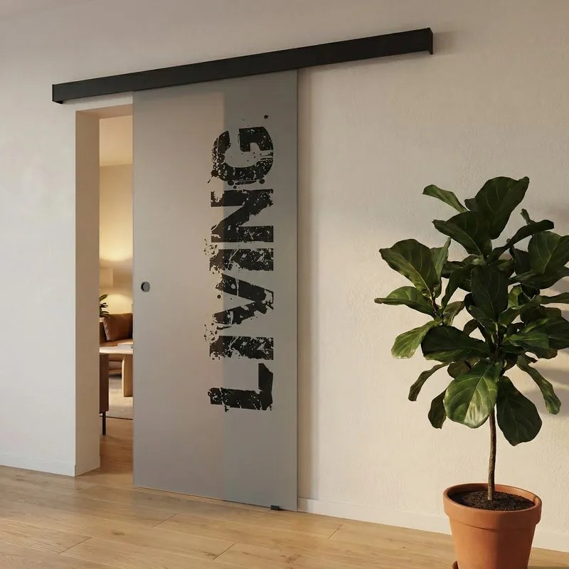 Porta scorrevole reversibile Living in vetro trasparente, L 88 x H 215 cm, con binario Meli