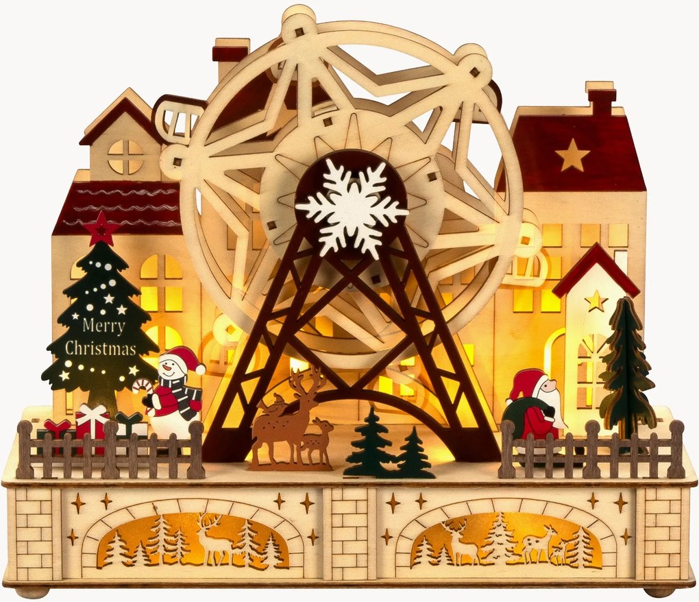 Decorazione natalizia a LED in legno di pioppo Amusement Park