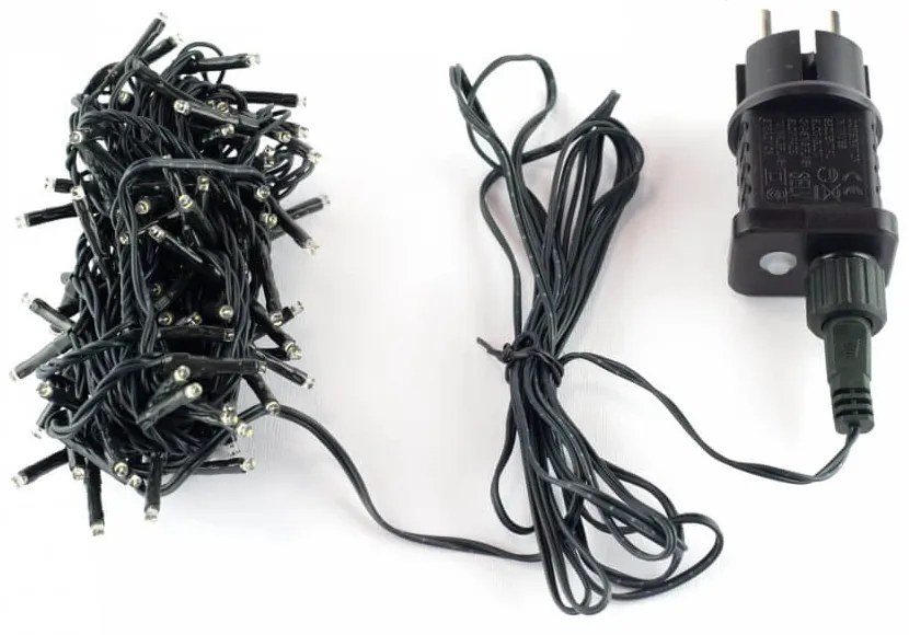 Catenaria Natalizia LED 8m con 8 GIOCHI DI LUCE, IP44 Cavo VERDE Colore Bianco Freddo 7500 - 8500 °K