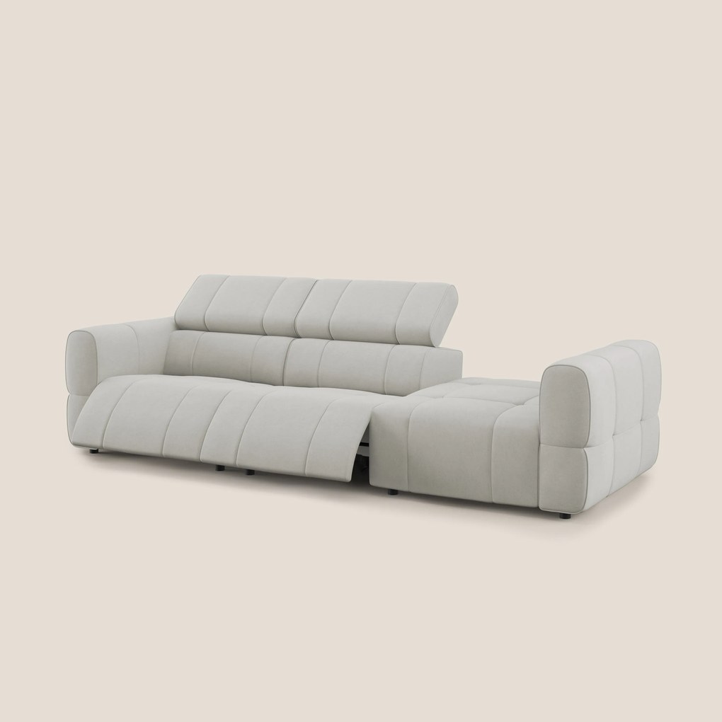 Giotto Divano con terminale e opzione relax elettrico in microfibra effetto velluto impermeabile T09