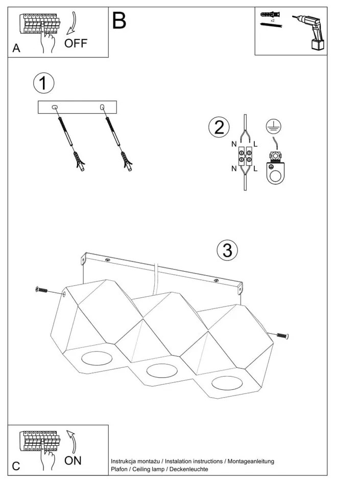 Faretto di colore naturale 12x36 cm Vige – Sollux