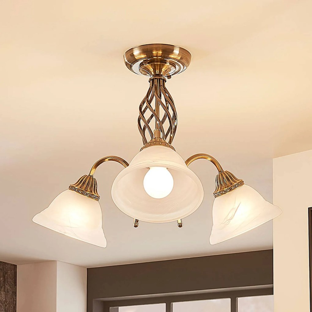 Lindby Mialina - lampada da soffitto 3 luci ottone antico