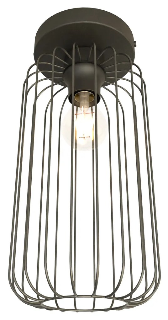 Plafonriera Minimal Industrial Vulcano 1 Luce Nera