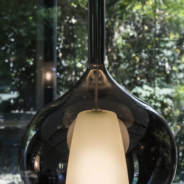 Ideal Lux - Lampadario su cavo KALIQUE 1xE27/42W/230V Ø 18 cm nero fumé
