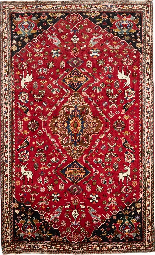 Gashghai Tappeto 280x170 Rosso (Iran) Annodato A Mano