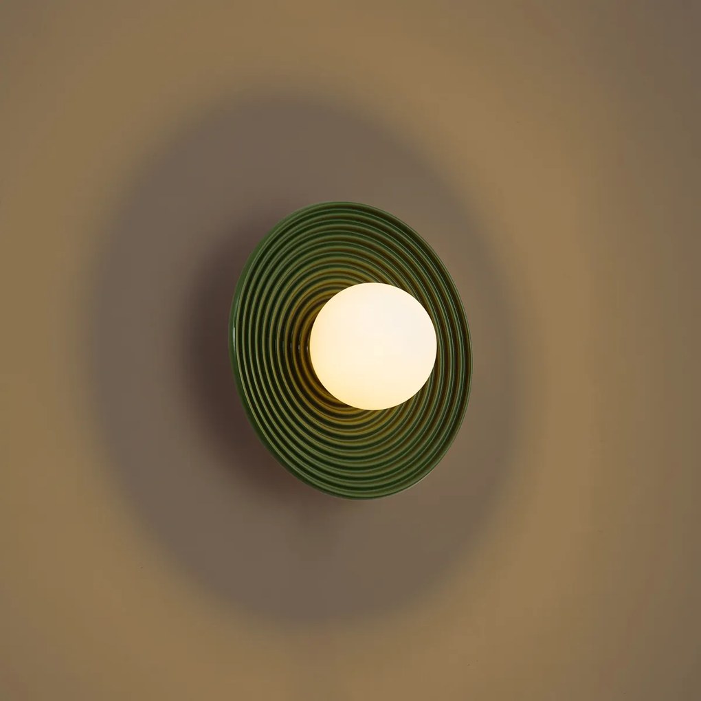 Plafoniera retrò verde con vetro opale - Lila
