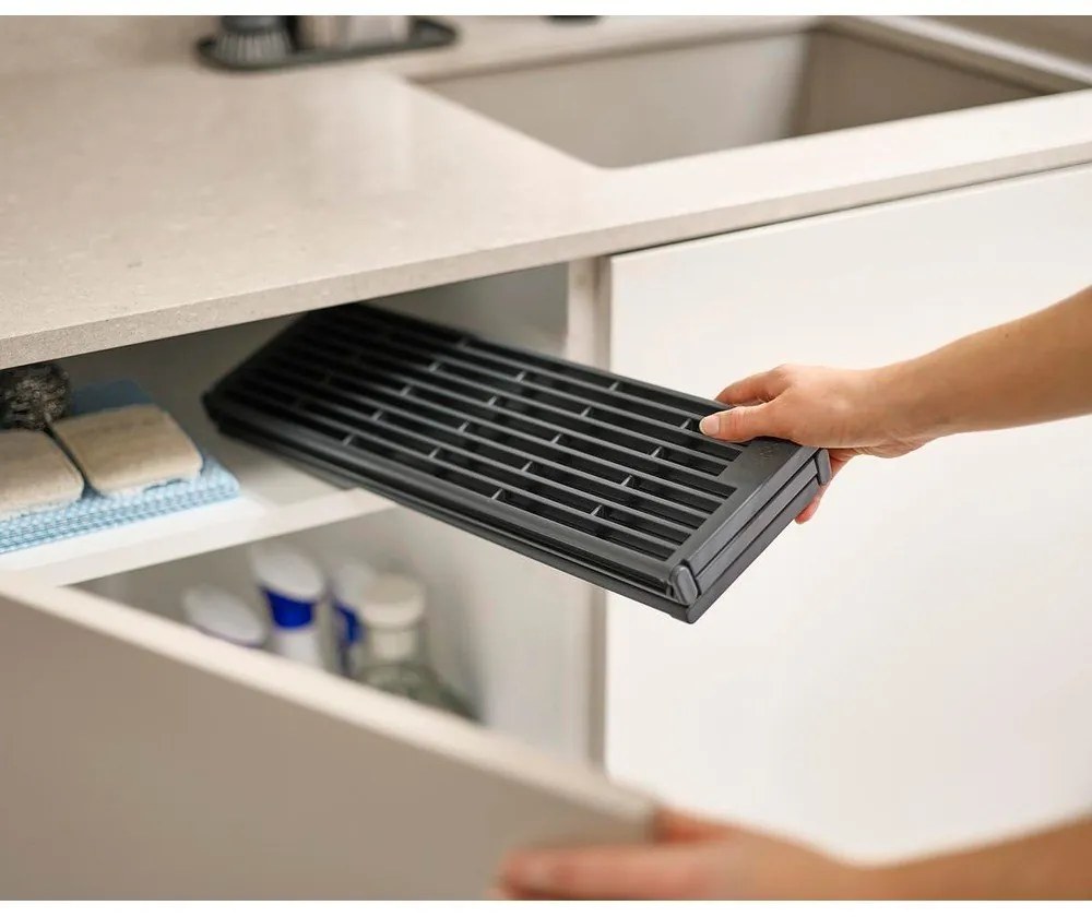 Scolapiatti a griglia per lavello regolabile grigio in plastica 43x13 cm Platform – Joseph Joseph