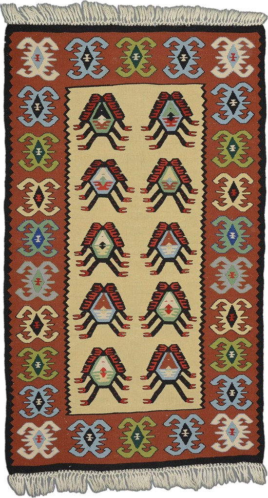 Kilim Tappeto orientale 130x80 Beige (Tacchino) Tessuto A Mano
