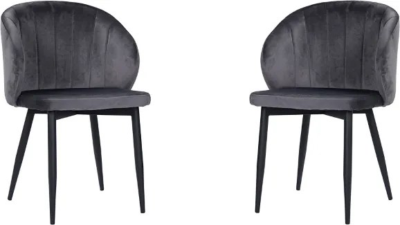 Sedia poltrona velluto imbottita con gambe in metallo MATILDE GRIGIO SET 2 PEZZI