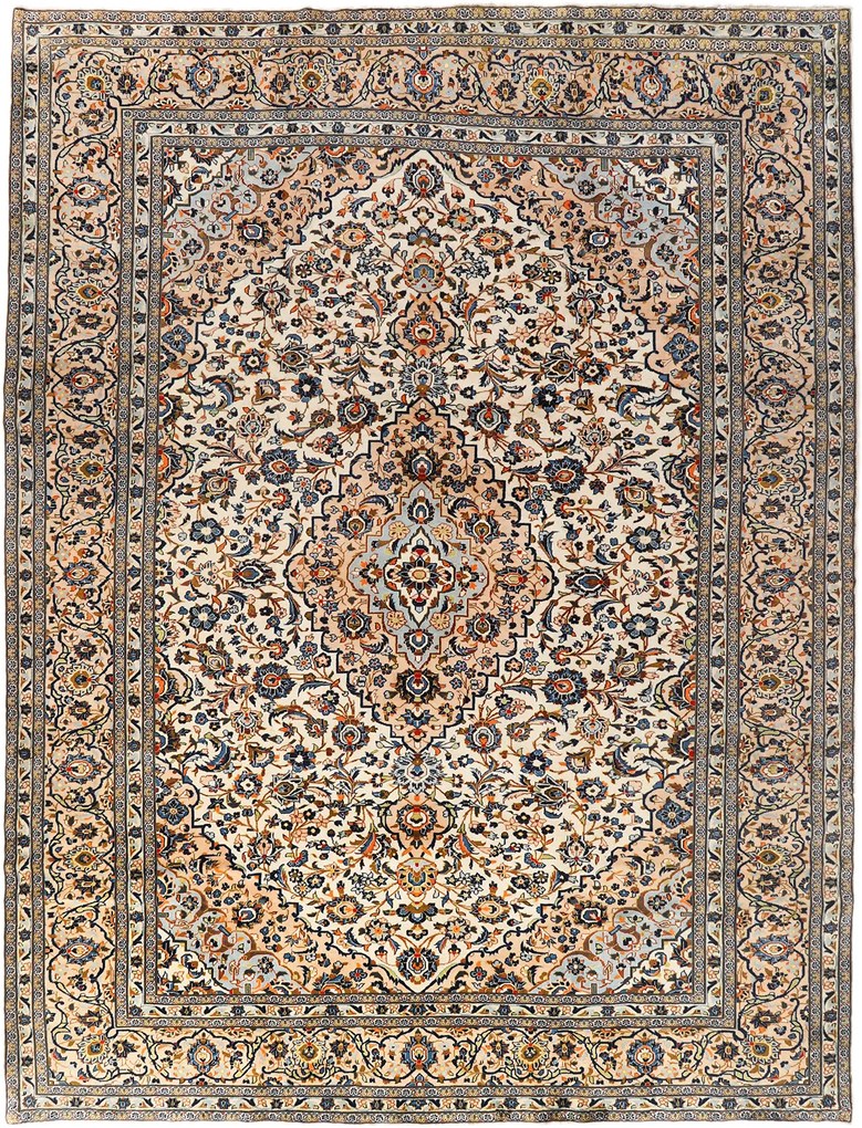 Kashan Tappeto persiano 390 x 300 Beige (Iran) Annodato A Mano