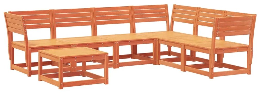 Set salotto da giardino 7 pz marrone cera legno massello pino