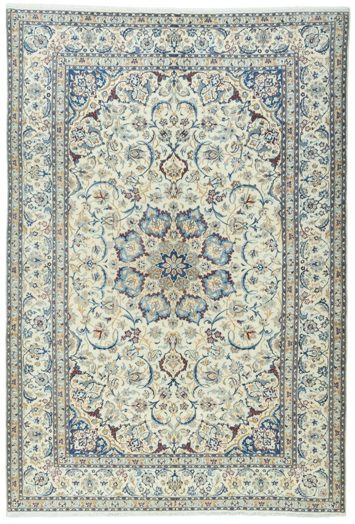 Nain Tappeto 320x220 Beige (Iran) Annodato A Mano