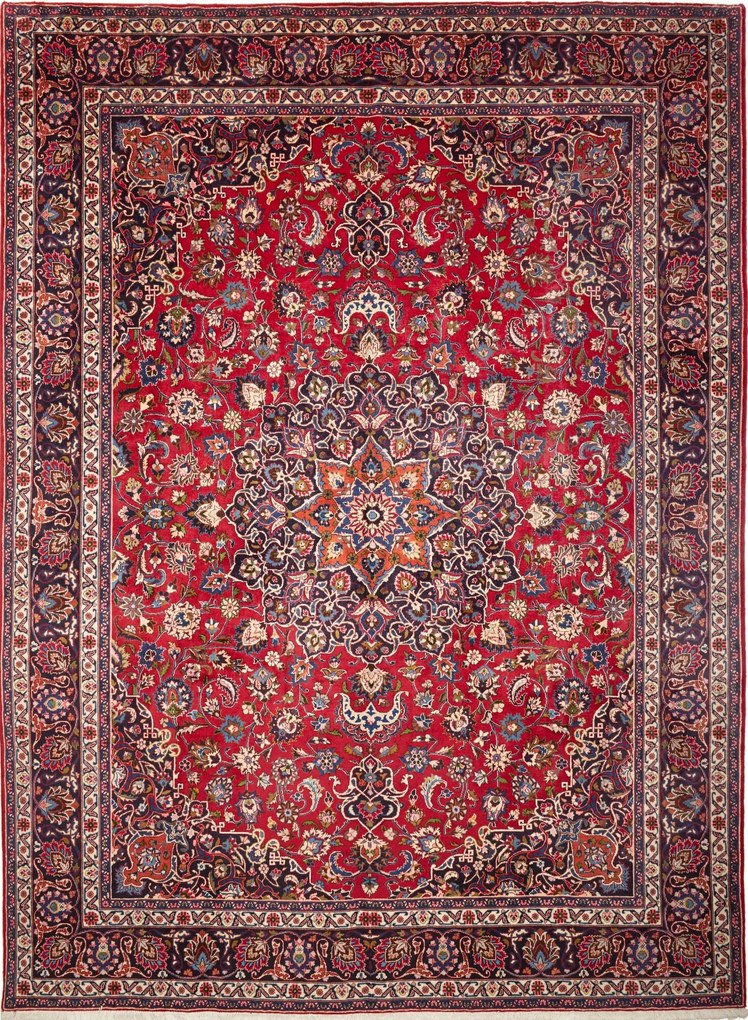 Mashad Tappeto 390x290 Blu (Iran) Annodato A Mano