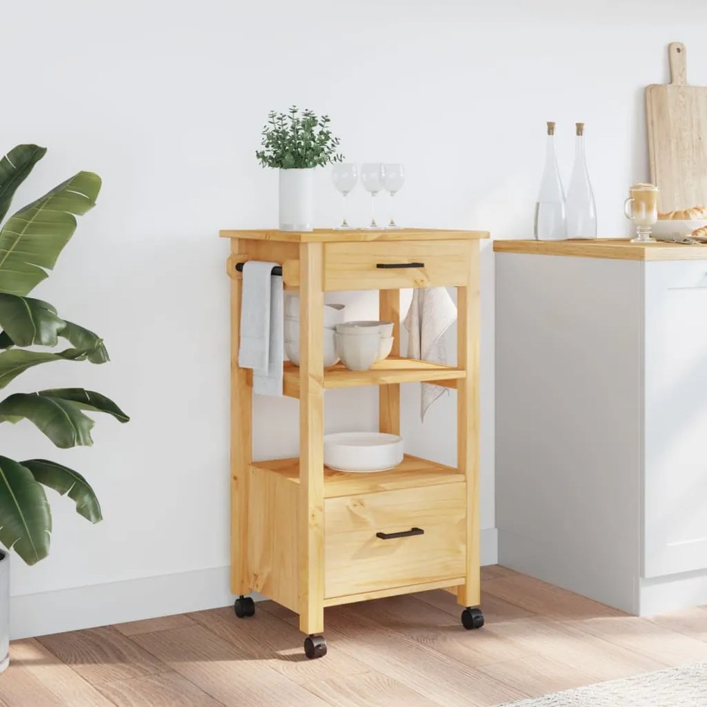 Carrello da cucina monza 48x40x90 cm in legno massello di pino