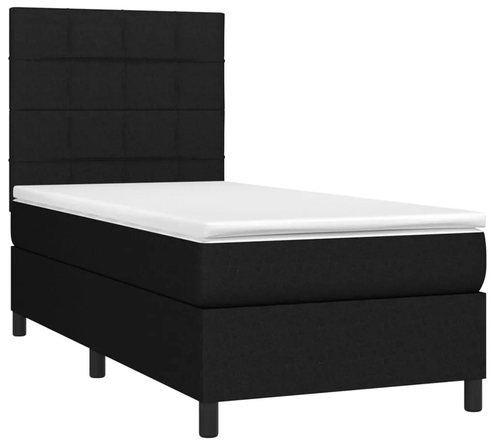 Letto a Molle con Materasso e LED Nero 80x200 cm in Tessuto