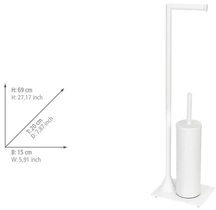 Porta carta igienica in acciaio bianco con spazzola Hella - Wenko