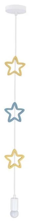 Lampada a sospensione per bambini STARS con cavo 1xE27/20W/230V giallo/blu/bianco