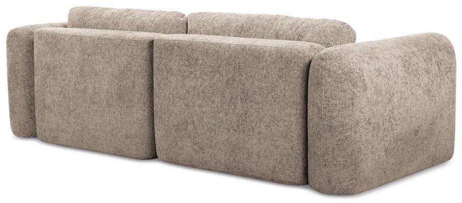 Divano angolare marrone chiaro allungabile/con contenitore (con penisola a sinistra/con chaise lounge) con rivestimento in ciniglia Mele – Makamii