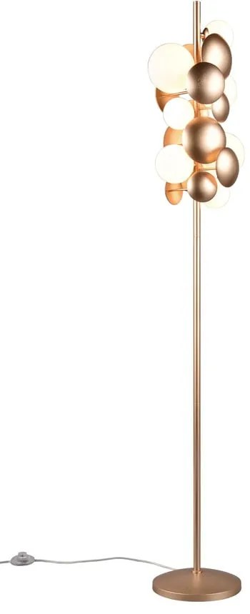 Lampada da terra con paralume in vetro in oro e bianco (altezza 155 cm) Bubble - Trio Select