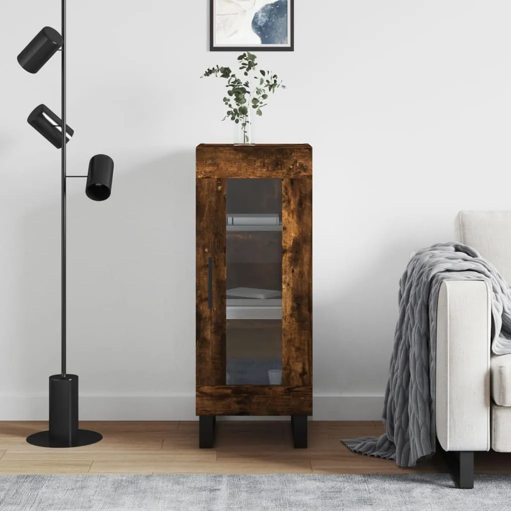 Credenza Rovere Fumo 34,5x34x90 Cm İn Legno Multistrato /