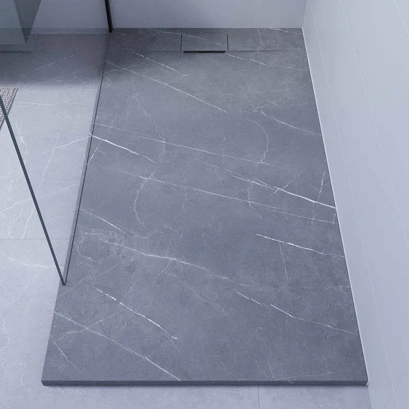 Piatto doccia SENSEA in composito minerale di resina gelificata Neo grigio L 90 x L 180 x H 3.2 cm opaco effetto marmo