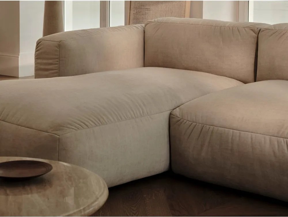 Parte divano componibile beige (solo con parte centrale) con rivestimento in velluto Martina – Micadoni