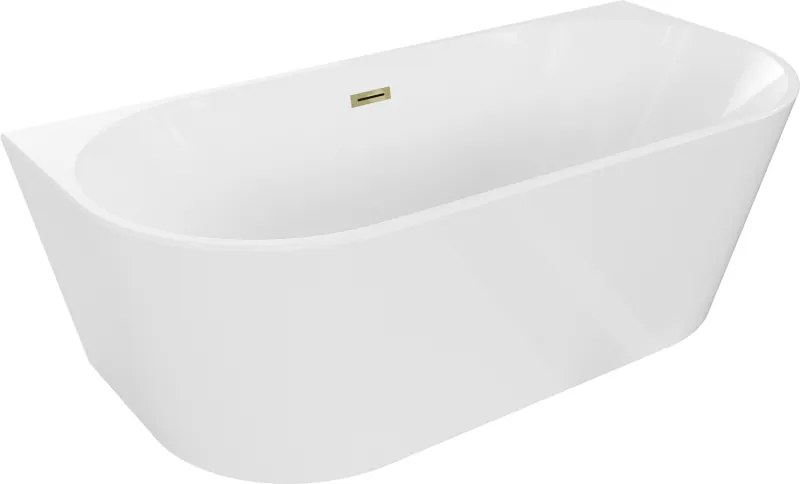 Mexen Oval vasca da bagno indipendente adiacente 170 x 80 cm, bianca, troppopieno dorato - 52671708000-50