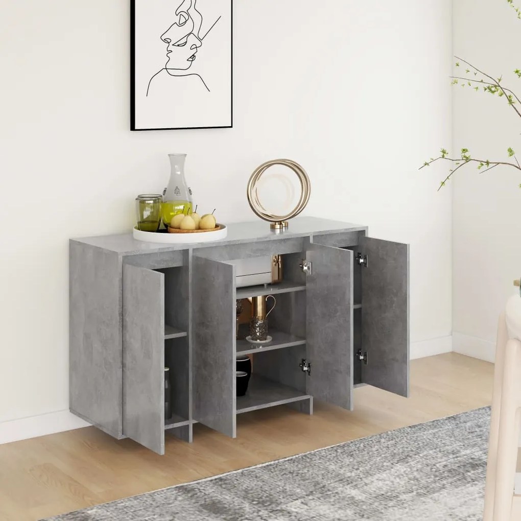 Credenza grigio cemento 120x41x75 cm in truciolato