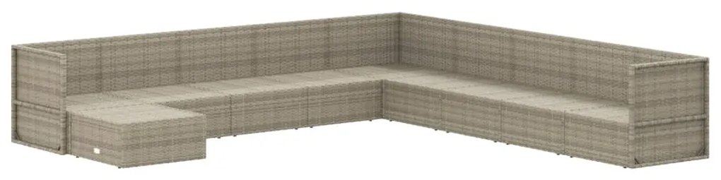 Set Divani da Giardino 10 pz con Cuscini in Polyrattan Grigio