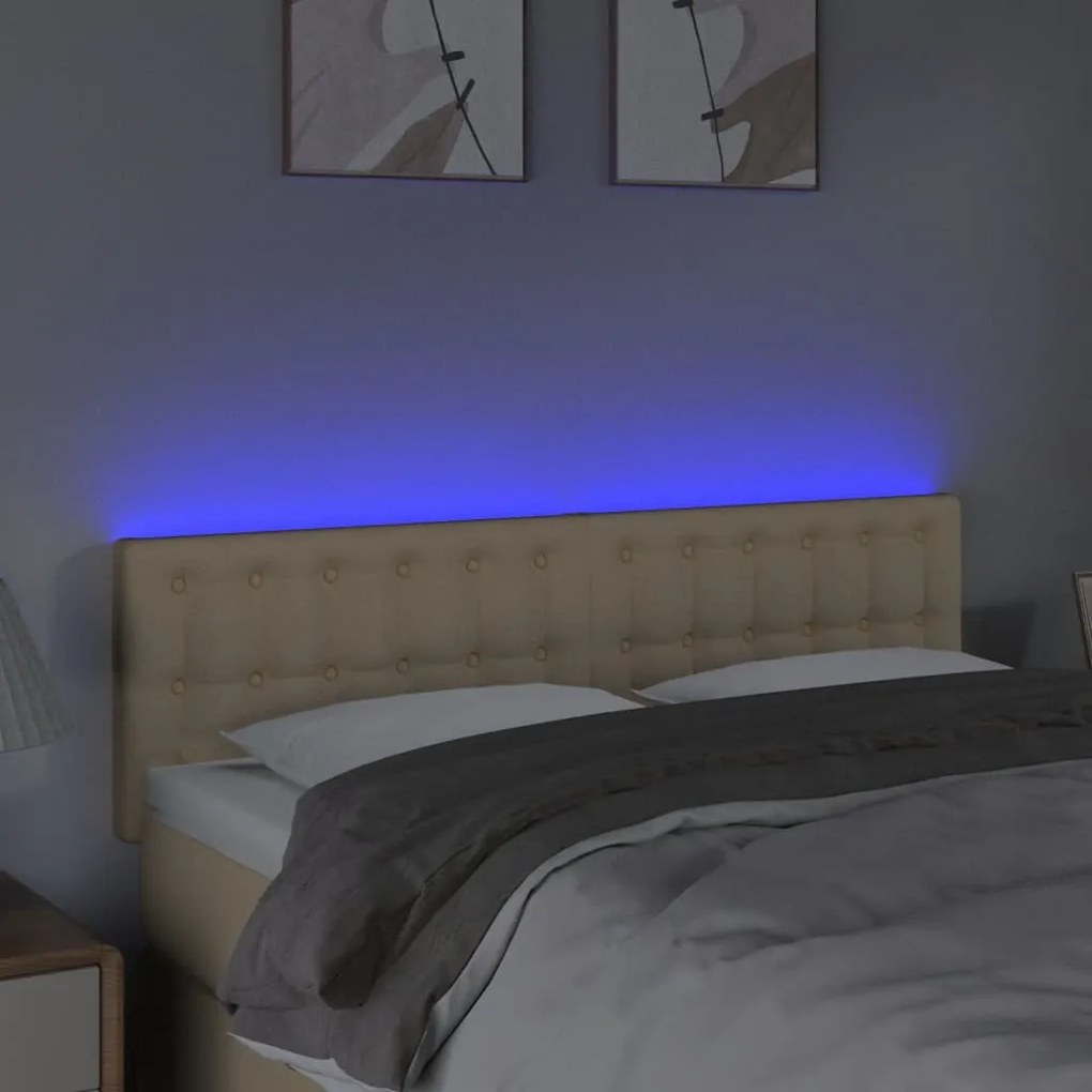 Testiera a led crema 144x5x78/88 cm in tessuto
