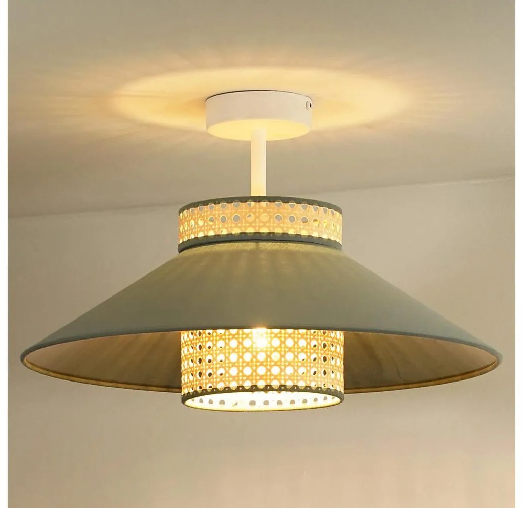 Duolla - Lampadario a plafone RIO RATTAN 1xE27/15W/230V diametro 45 cm verde/rattan