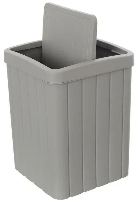 Pattumiera bagno grigia in plastica 10 lt con coperchio basculante Buzz