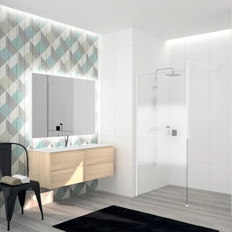 Box doccia walk-in eli design L 120 x H 200 cm, vetro 8 mm serigrafato bianco