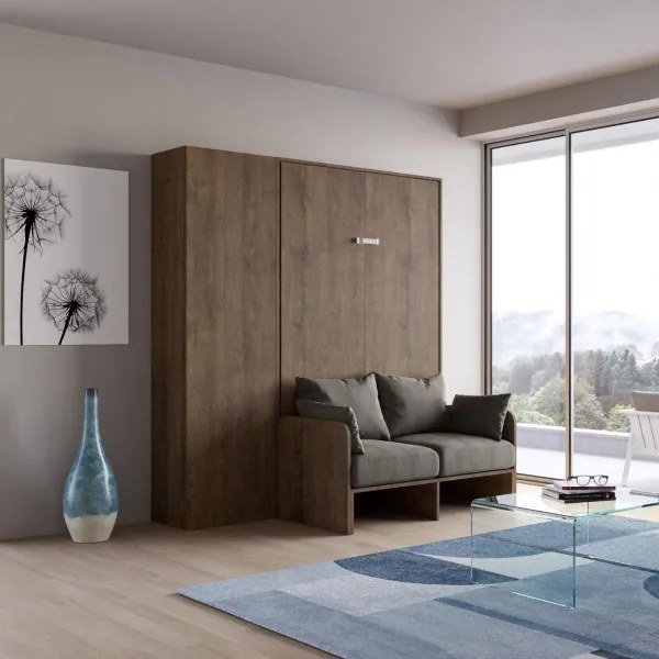 Letto a scomparsa francese 140 cm con colonna Noce KENTARO SOFŔ