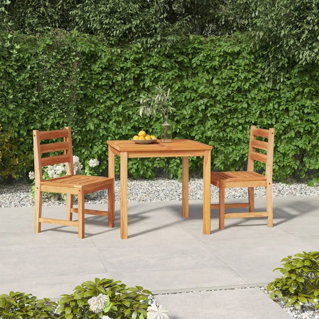 Set Da Pranzo Per Giardino 3 Pz İn Legno Massello Di Teak /