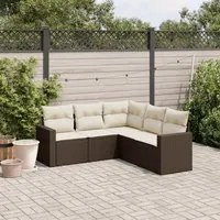 Set Divano da Giardino 5 pz con Cuscini Marrone in Polyrattan 3251290