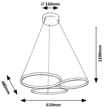 Rabalux 72297 - Lampadario LED a sospensione con filo FORMAND LED/38W/230V nero