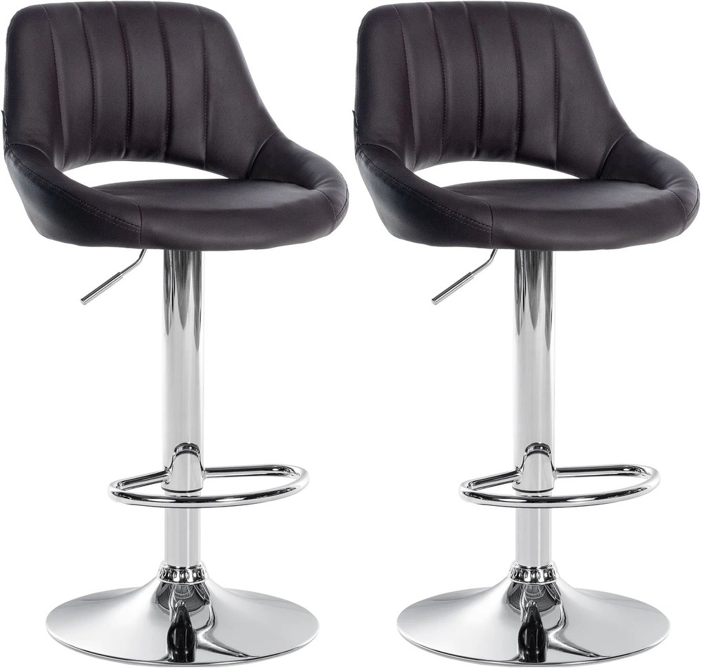 Set 2 Barhocker Milet İn Ecopelle - Stile E Comfort Per İl Tuo Spazio / Braun / Metall İn Chromoptik