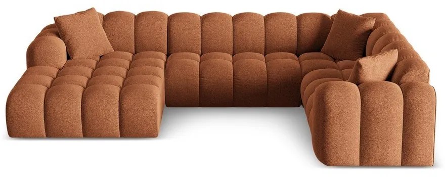 Divano angolare color terracotta (con penisola a destra/a U) con rivestimento in ciniglia Treno – Cosmopolitan Design