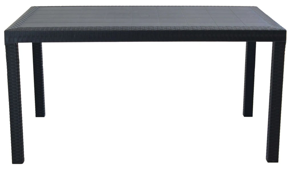 CALIGOLA - set tavolo in resina effetto rattan cm 150 x 90 x 74 h con 6 sedie Alma