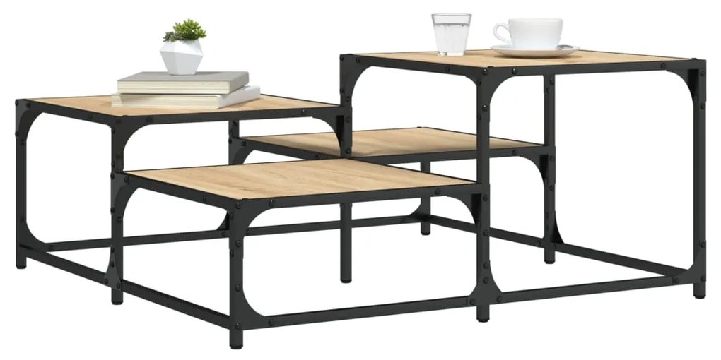 Tavolino Salotto Rovere Sonoma 87,5x87,5x40cm Legno Multistrato /