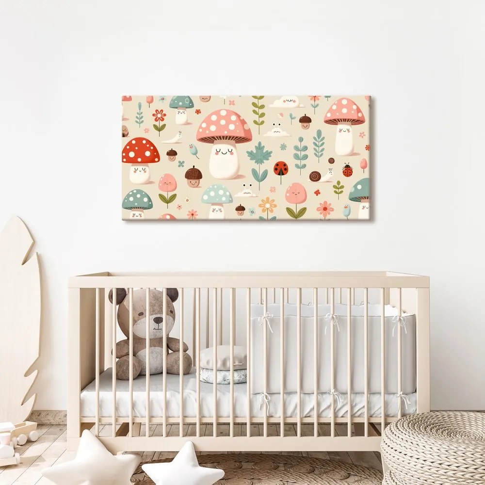 Quadro su tela – Favola del bosco con funghetti
