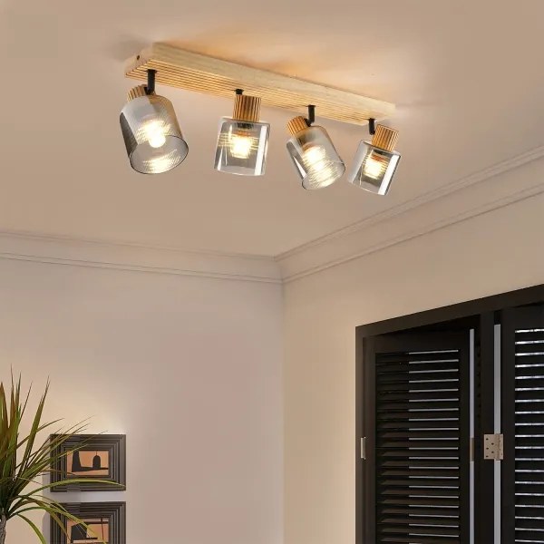 Brilagi - Faretto HYGGE 4xE14/15W/230V legno di caucciù/fumé