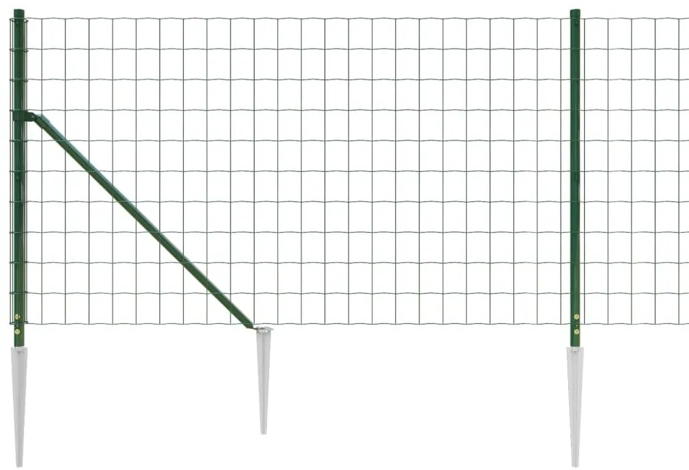 Recinzione Metallica con Picchetti Ancoraggio Verde 1,1x10 m