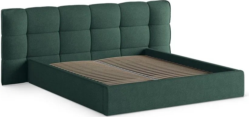 Letto matrimoniale imbottito verde scuro con contenitore con rete inclusa 140x200 cm Eric – Micadoni