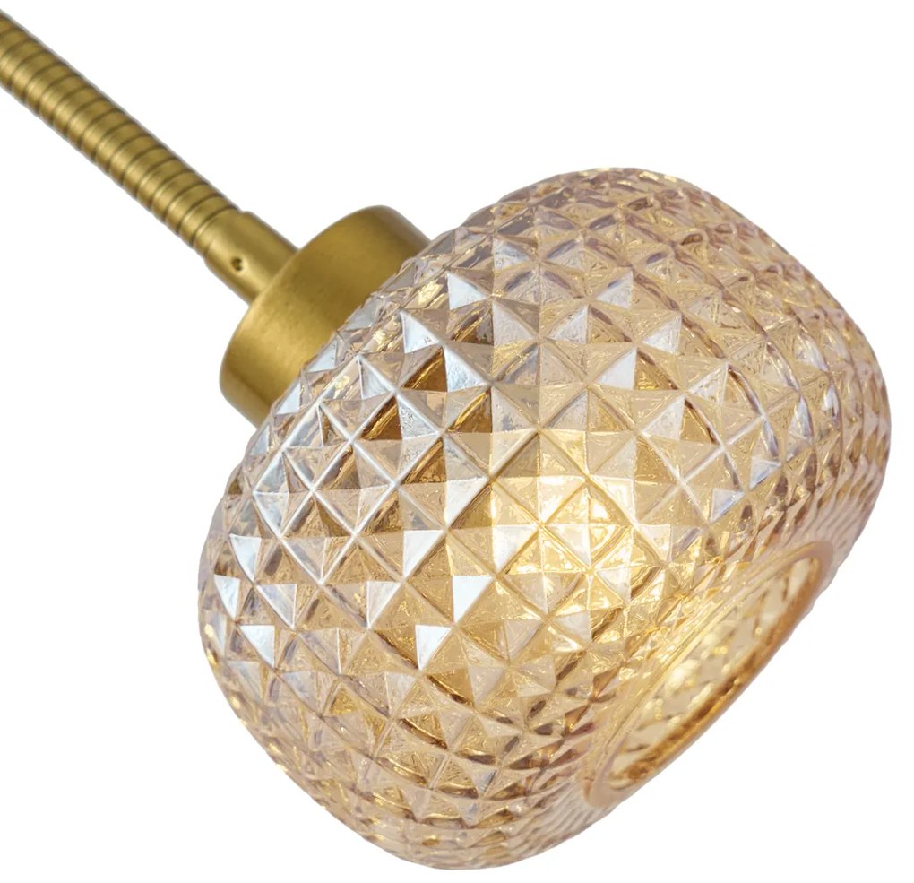 Lampada da terra di design in ottone con vetro ambrato a 2 luci - Brianna