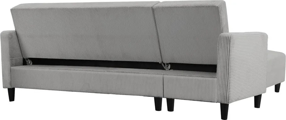 Divano letto angolare in velluto a coste grigio chiaro Hartford - Støraa